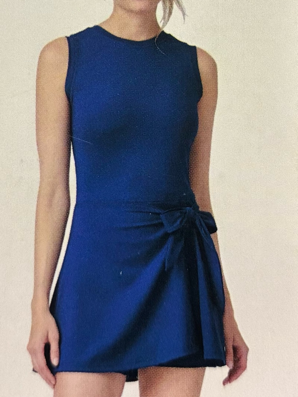 Sleeveless Navy Romper Skort with Side Tie
